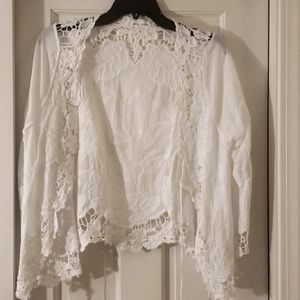 Crochet and embroidered cardigan